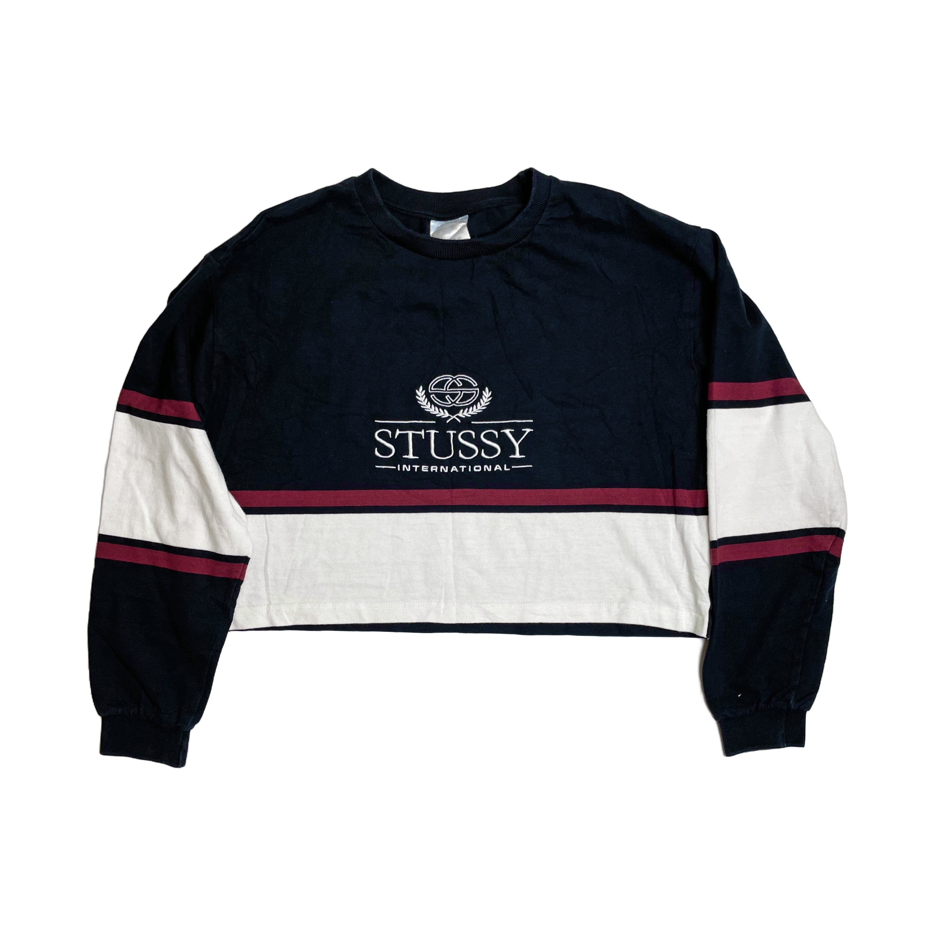 Vintage Stussy Women's Long Sleeve Cropped T-Shirt
